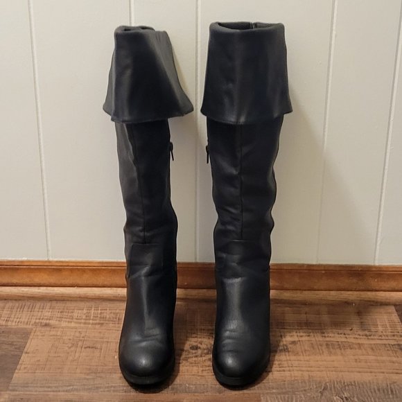 JUSTFAB Lewan women's over the knee beautiful black vegan lea boots. Sz: 7.5 - Picture 6 of 12